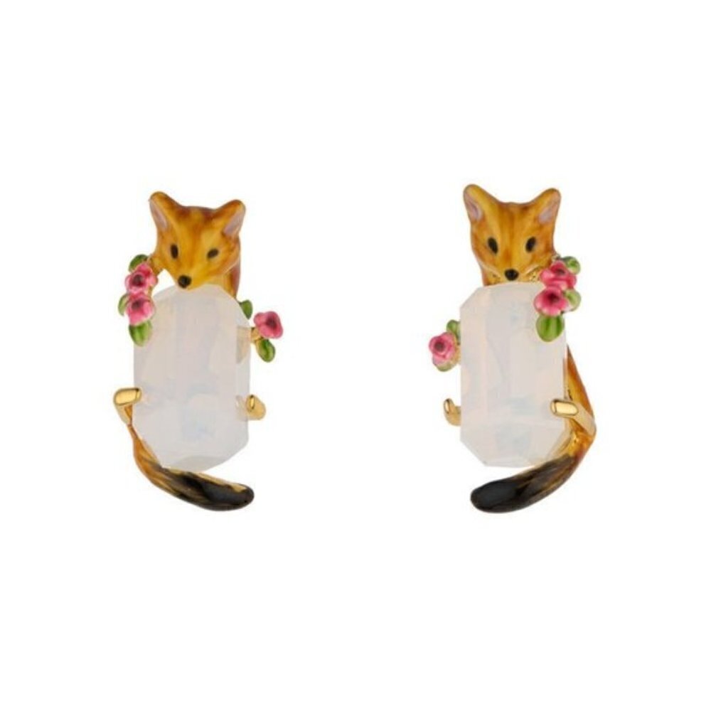 LES NEREIDES FOX  gold tone earrings enamel
